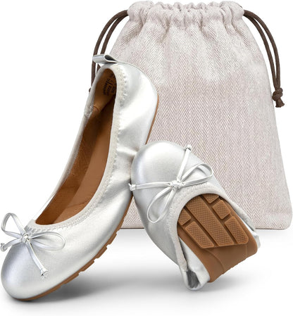 DREAM PAIRS Women's Foldable Bowknot Ballet Flats