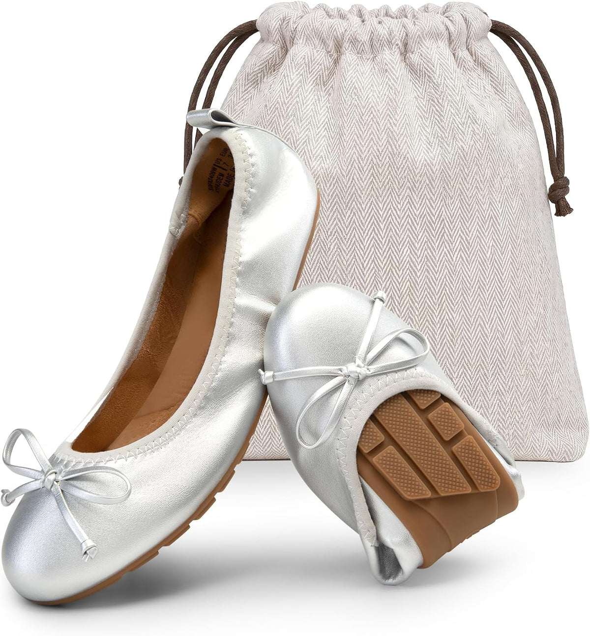 DREAM PAIRS Women's Foldable Bowknot Ballet Flats