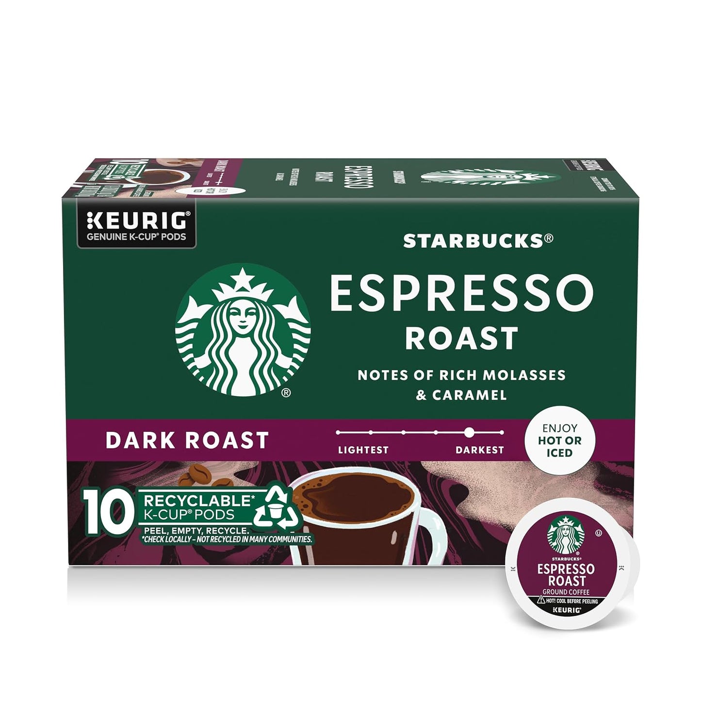 Starbucks K-Cup Coffee Pods, Dark Roast Hot or Iced Coffee, French Roast, 96 Keurig Pods