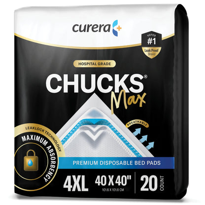 Chucks® MAX Hospital Bed Pads Disposable Adult 36 x 36 Breathable Incontinence Pads - XXX-Large Pee Pads for Adults - Heavy Duty 10X Absorbency Underpads - 400 Lbs. Patient Repositioning [20 Count]