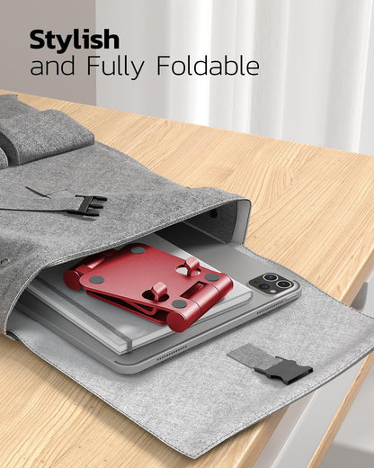 Nulaxy Full Aluminum Dual Folding Cell Phone Stand for Desk, Black