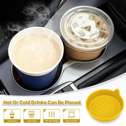 SINGARO Car Cup Holder Coaster, Silicone Cup Holder Insert, Universal Non-Slip Cup Holders, Car Accessories Interior for Women and Man Interior Sets 4 Pack Black