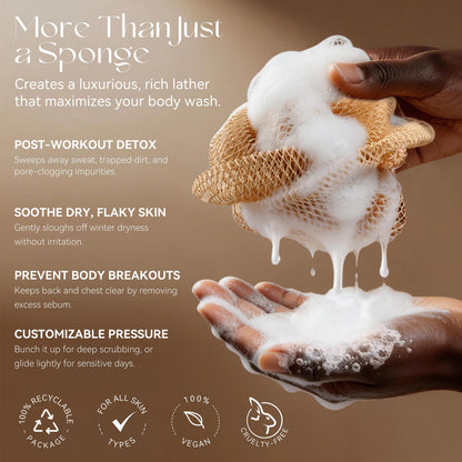 CORATED African Net Sponge with Knots Authentic, Shower Loofah Bath Sponge