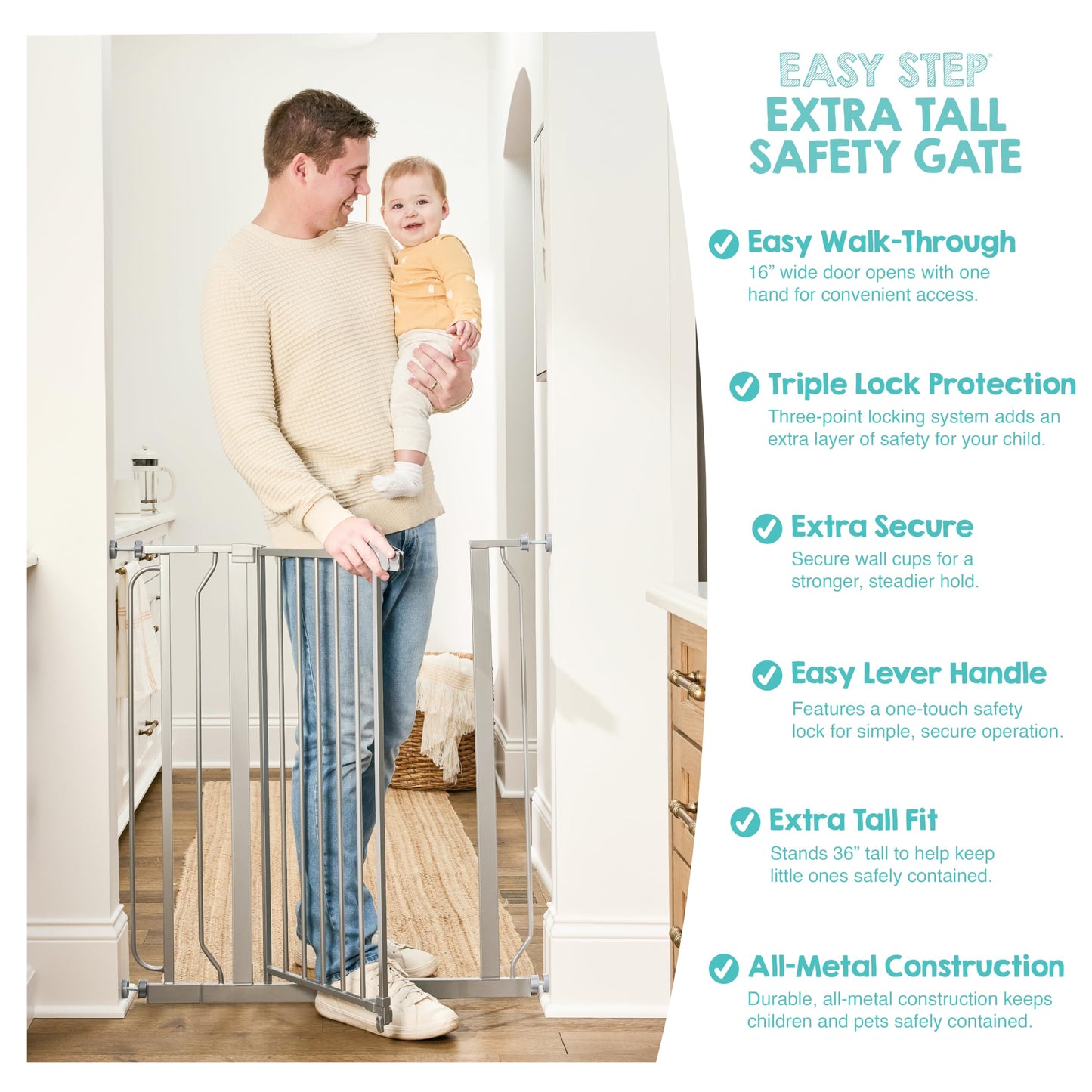 Regalo Safety 29"-38.5" Easy Step Baby Gate, Bottom of Stairs & Doorways