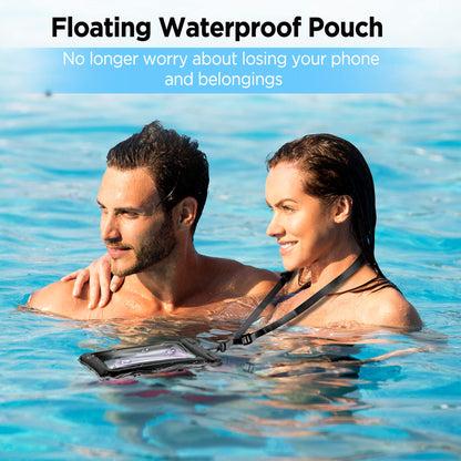 CACOE Floatable Waterproof Phone Pouch 2 Pack Up to 7.0",White+Blue