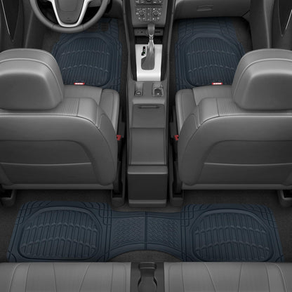 Motor Trend -2 Piece Front Car Floor Mats- Black FlexTough Contour Liners-Deep Dish Heavy Duty Rubber Floor Mats for Car SUV Truck & Van-All Weather Protection, Universal Trim to Fit