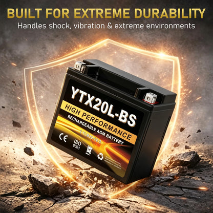 YTX14AH-BS 12V 12Ah Motorcycle Battery, 220CCA Rechargeable Maintenance Free Sealed AGM Battery, Powersport Replacement for ATV, UTV, Scooter