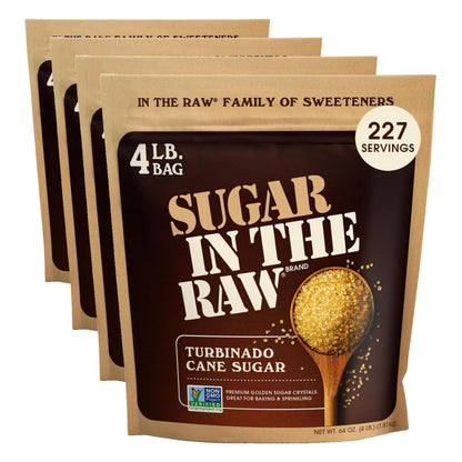 In The Raw Granulated Turbinado Cane Sugar, 2 lb Box, Pure, All-Natural Turbinado Sugar, Non-GMO Project Verified, Kosher, Vegan and Gluten Free (Pack of 12)