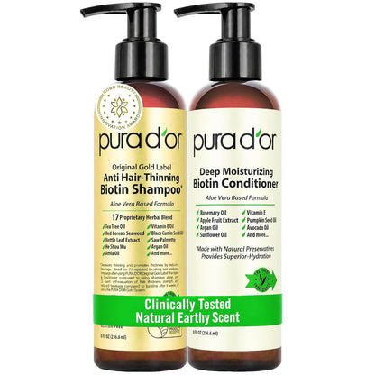 PURA D'OR Deep Moisturizing Biotin Hair Regrwoth Conditioner Thickens, Softens, & Moisturizes Dry, Frizzy, Damaged Hair w/Argan Oil, Pumpkin, Rosemary, Honeysuckle, Vitamin E, Men & Women, 16oz