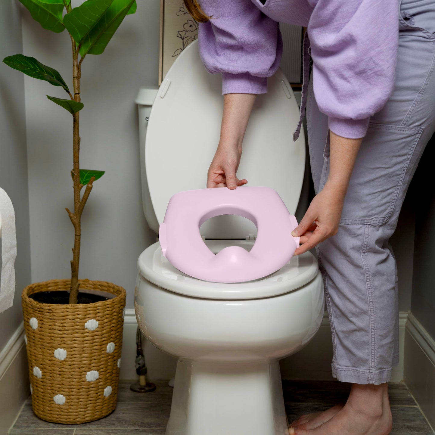 Ingenuity My Size Potty Pro 2-in-1 Potty Training Toilet, Floor Potty with Removable Potty Seat for Standard Toilets, Realistic Flushing Sound, for Toddlers Ages 18+ Months, Up to 50 lb