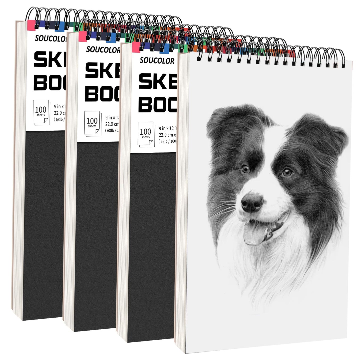 Soucolor Sketch Book 9" x 12", 100 Sheets Kids Art Sketchbook Drawing Pad