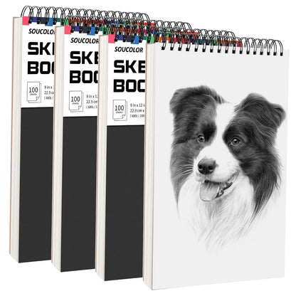 Soucolor Sketch Book 9" x 12", 100 Sheets Kids Art Sketchbook Drawing Pad