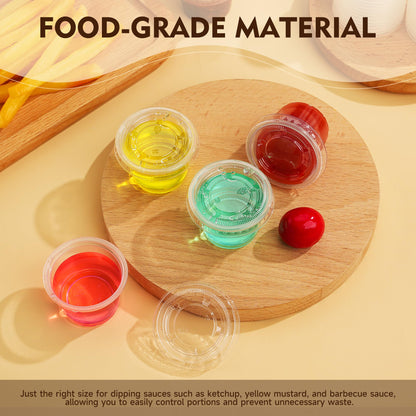 YEEHAW 100 Sets - 2 oz Jello Shot Cups with Lids, Portion Cups, Clear Disposable Plastic Jello Shot Cups for Meal Prep, Salad Dressing, Soufflé, Portion Containers (Pack of 2)
