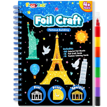 FUNNYB&G Foil Art Craft Kit for Kids, Sparkly Birthday Gift Toy for Boys