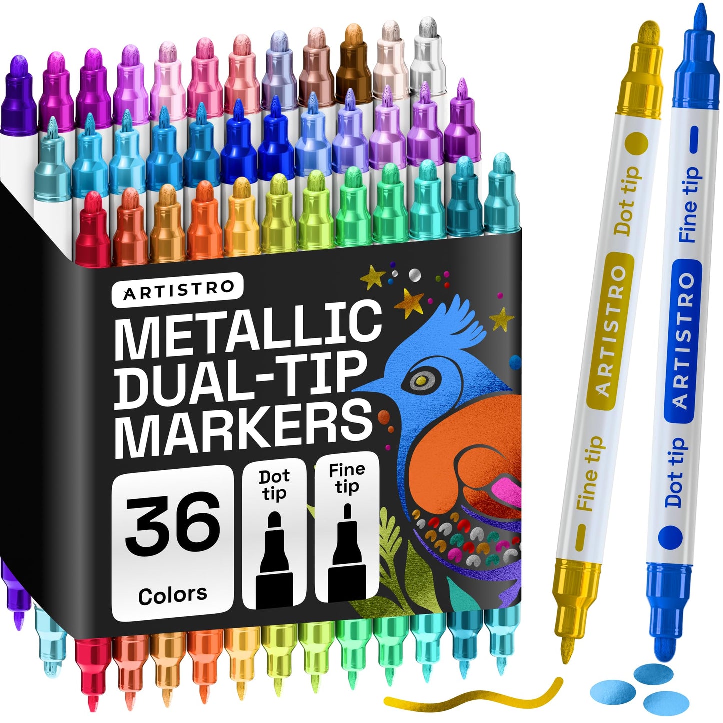 ARTISTRO Dual-Tip Acrylic Paint Marker Pens - Set of 36