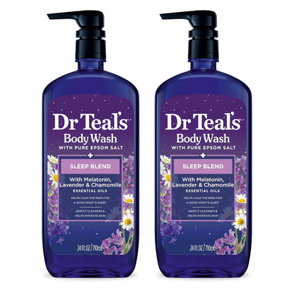 Dr Teal's Body Wash with Pure Epsom Salt, Relax & Relief with Eucalyptus & Spearmint, 24 fl oz (Pack of 2)
