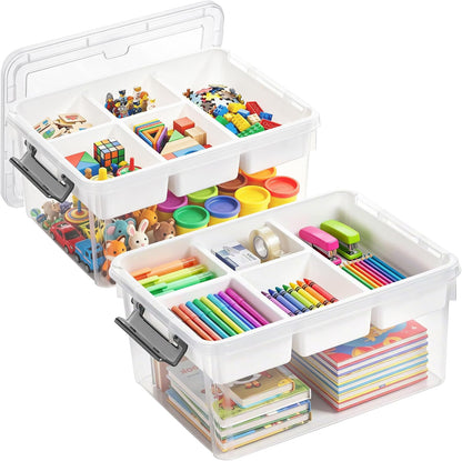 Citylife 6Qt 4Packs Clear Craft Organizers and Storage BOX, Sensory Bins