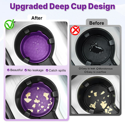 SINGARO Car Cup Holder Coaster, Silicone Cup Holder Insert, Universal Non-Slip Cup Holders, Car Accessories Interior for Women and Man Interior Sets 4 Pack Black