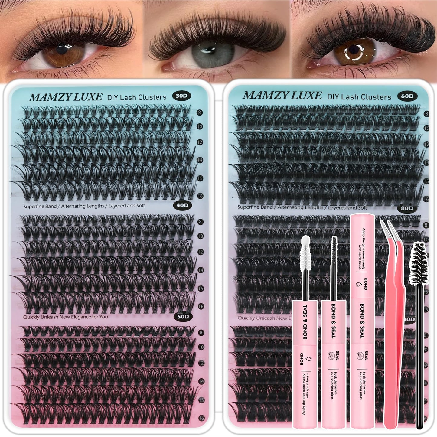 Lash Clusters Wispy 100D Eyelash Clusters 10-18mm Fluff Cluster Eyelash Extensions D Curl No Plastic Feel Individual Lashes Extension 204 Pcs Versatile False Eyelashes Clusters