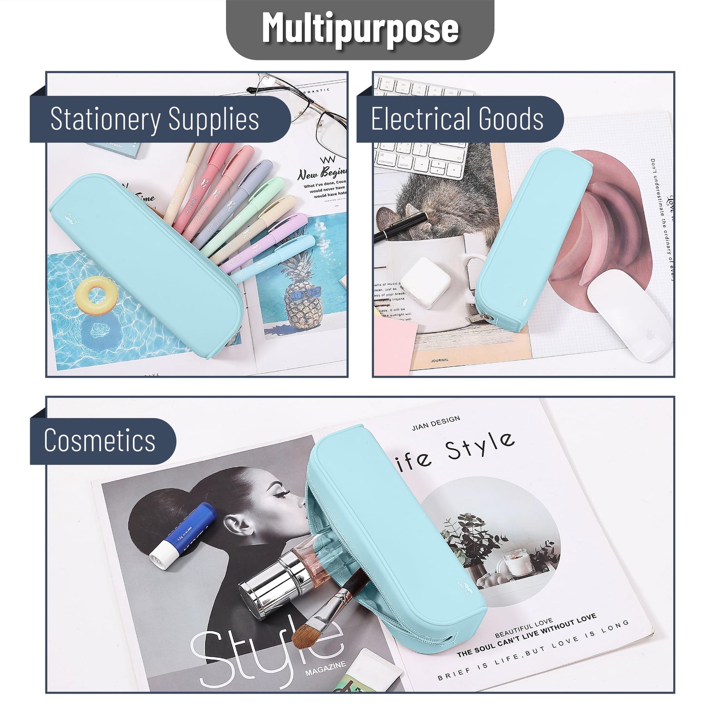 Mr. Pen- Silicone Pencil Case, Aesthetic Pencil Bag for Women, Makeup Pouch