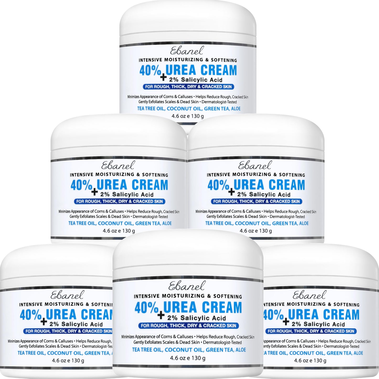Ebanel Urea Cream 40% plus Salicylic Acid 2% for Dry Cracked Feet Skin, 2PK