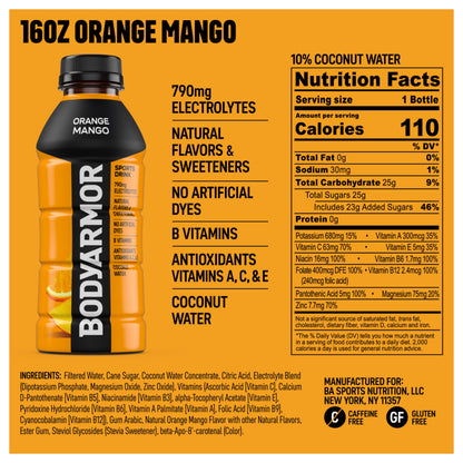 BODYARMOR Sports Drink, Strawberry Banana, Electrolyte Drink Hydration, 12 Fl Oz Bottles (8 Pack), Flavored Coconut Water with B Vitamins & Antioxidants