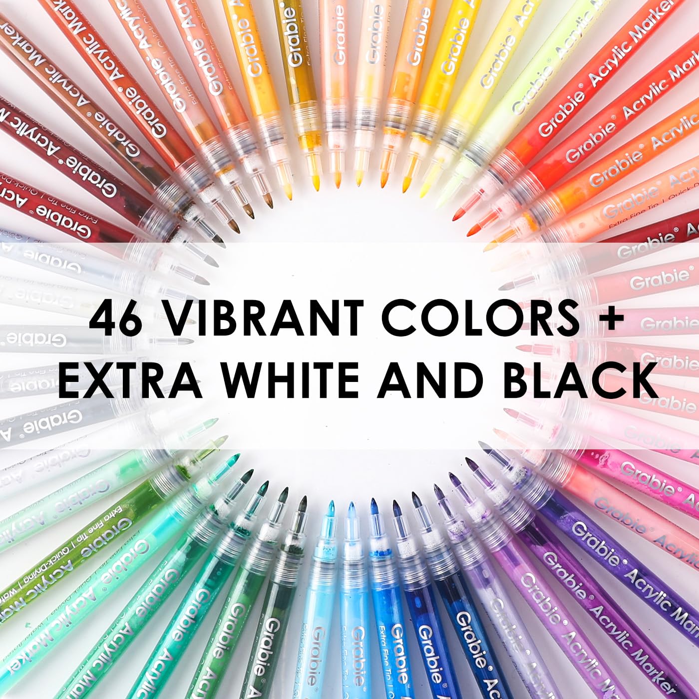 Grabie 6 White Acrylic Paint Markers, 0.7 mm Extra Fine Tip
