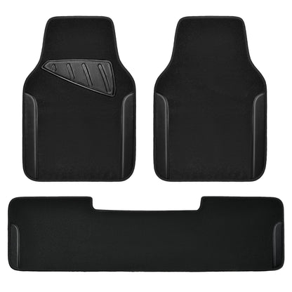CAR PASS Waterproof Universal Fit Car Floor Mats, Faux Leather Car Carpet Mats, Black Car Mats with Anti-Slip Nibbs Backing & Driver Heel Pad Fit for SUV,Vans,sedans, Trucks,Set of 4pcs(All Black)