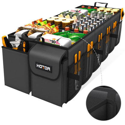 HOTOR Trunk Organizer - Foldable Car Organizer for SUVs & Sedans Storage