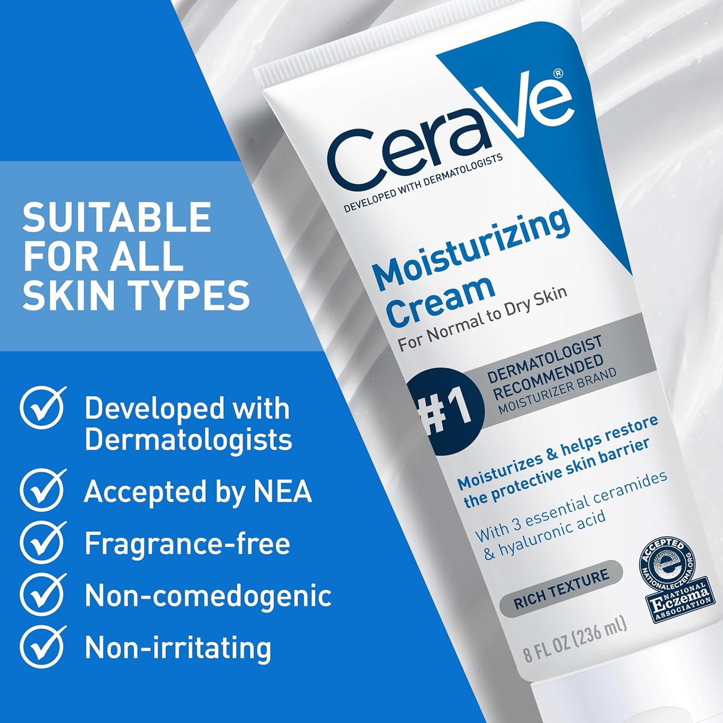 CeraVe Moisturizing Cream, Face & Body Moisturizer for Dry Skin, 19oz