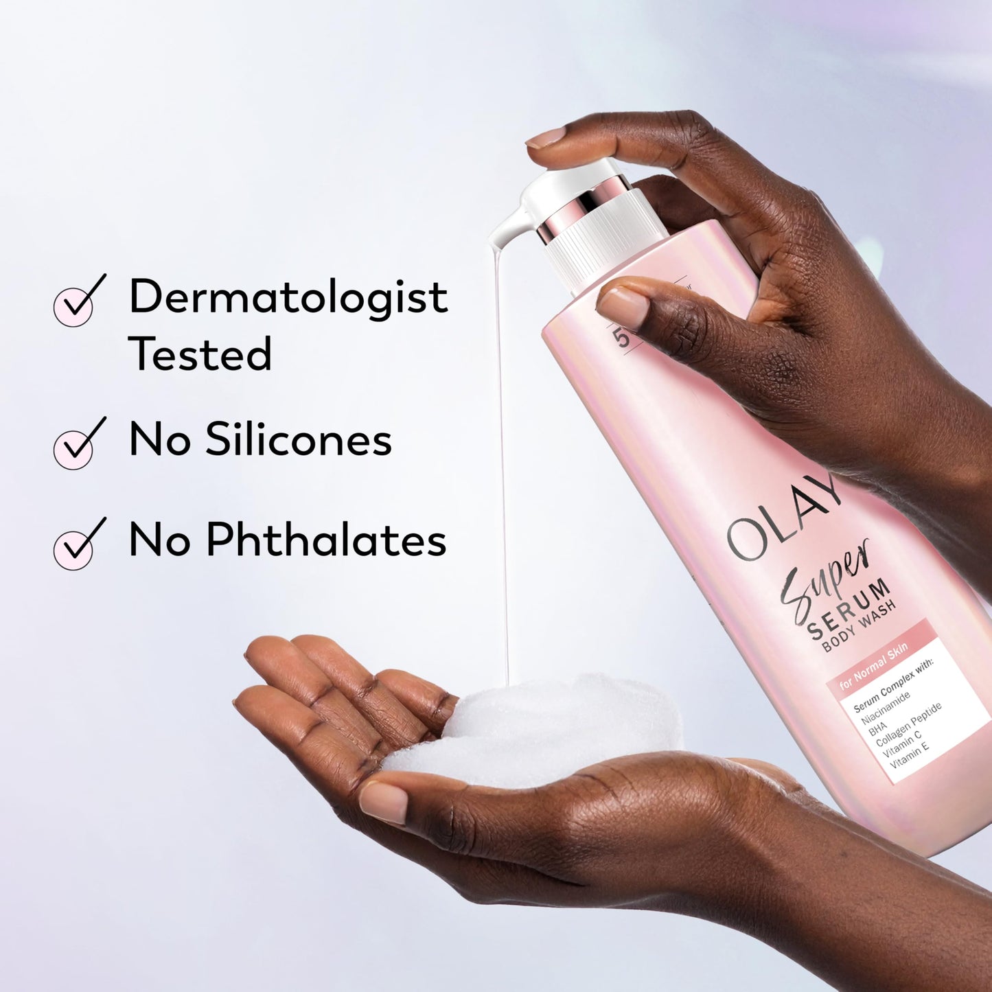 Olay Super Serum Body Wash for Extra Dry Skin, 24hr Long Lasting Rich Hydration, 5+ Ingredient Complex for Bright, Even, Firm, & Luminous Skin, with Collagen Peptide, Vitamin C & Shea Butter, 20 fl oz