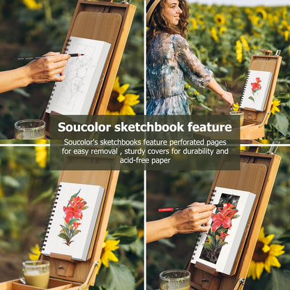 Soucolor Sketch Book 9" x 12", 100 Sheets Kids Art Sketchbook Drawing Pad