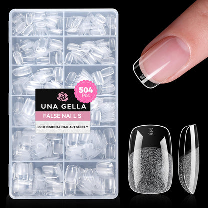 UNA GELLA 504Pcs Medium Pointed Almond Nail Tips, X-Soft Almond Gel Nails