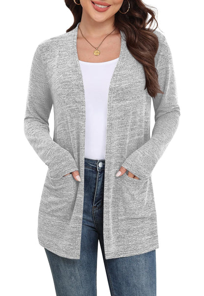 Yincro Women Lightweight Cardigan Long Sleeve Open Front with Pockets S-3XL