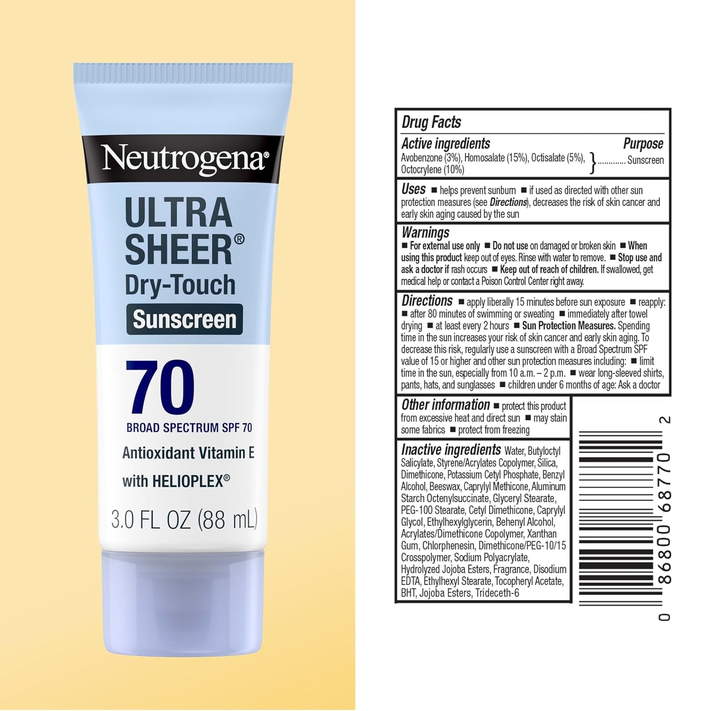 Neutrogena Ultra Sheer Dry Touch Sunscreen Lotion, SPF 70, 3 fl. oz
