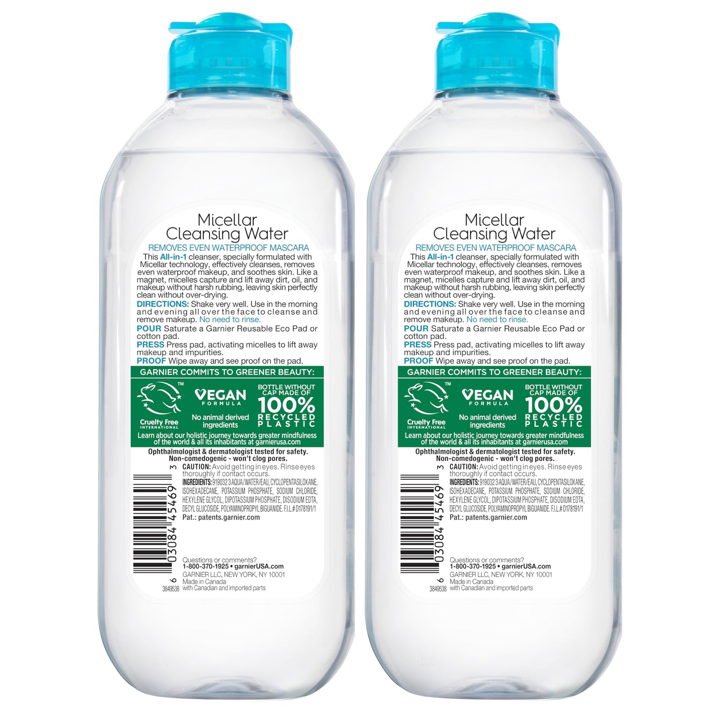 Garnier Micellar Water For Waterproof Makeup, Hydrating Facial Cleanser & Makeup Remover, Suitable for Sensitive Skin, Vegan, Cruelty Free, 13.5 Fl Oz (400mL), 1 Count