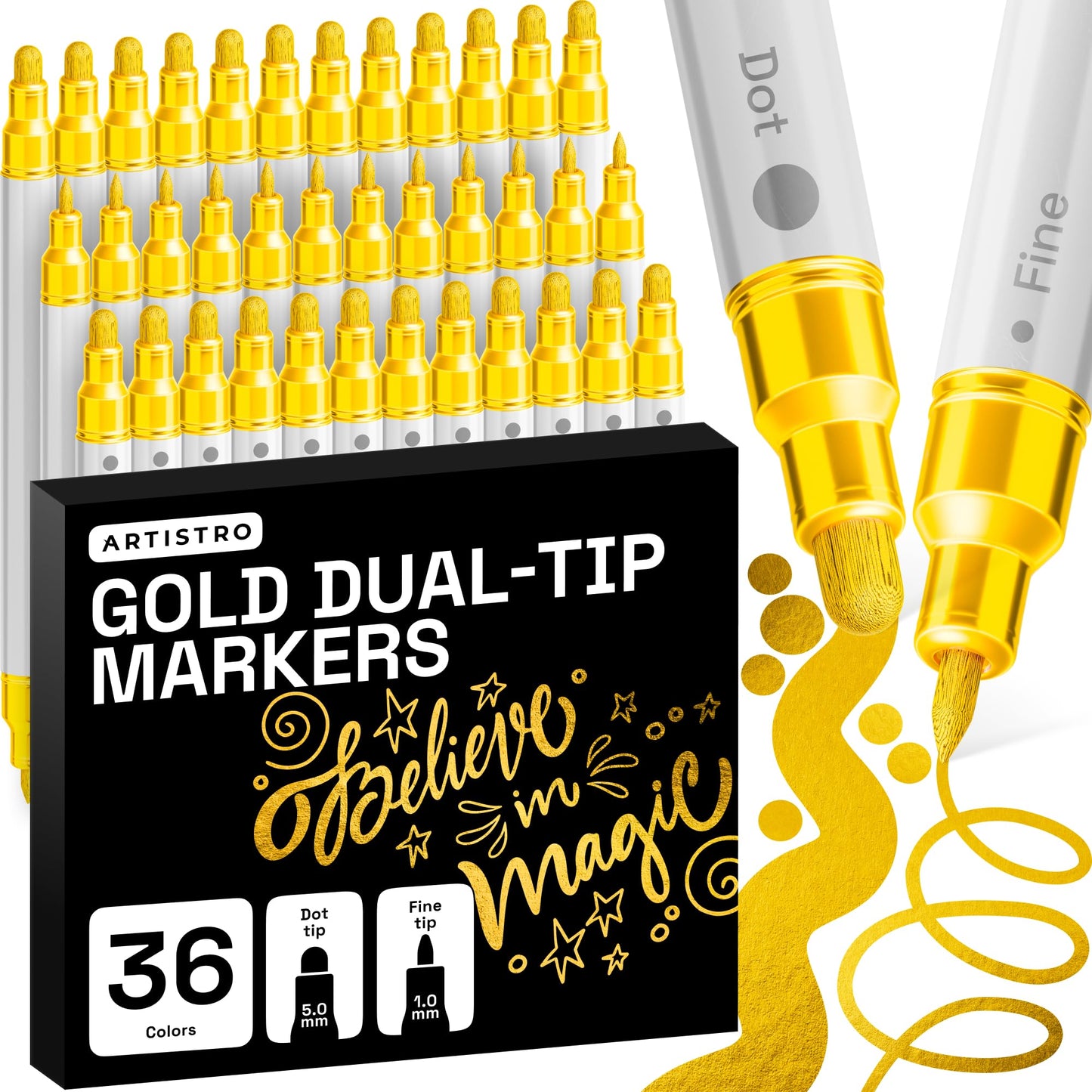 ARTISTRO Dual-Tip Acrylic Paint Marker Pens - Set of 36