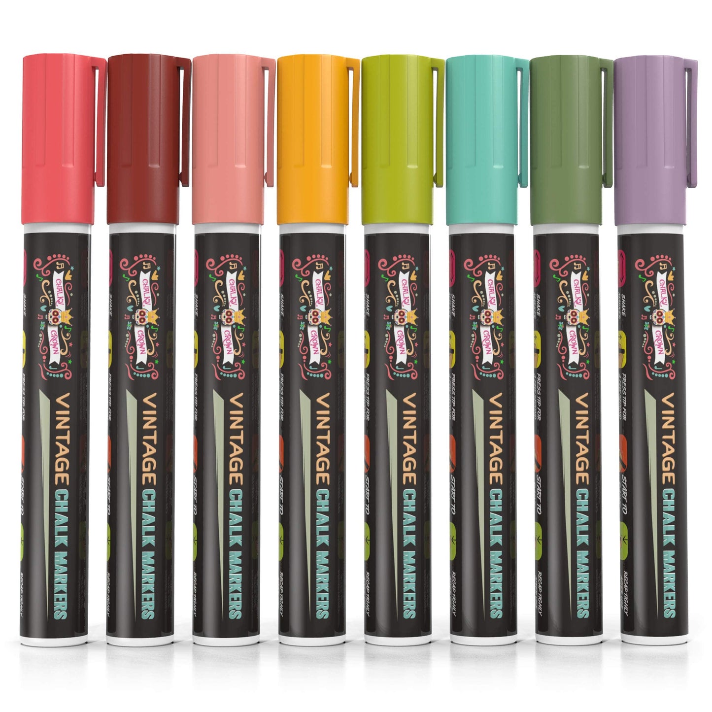 CHALKY CROWN Liquid Chalk Markers - Bold Chalkboard Markers - 8 Pack, 6mm