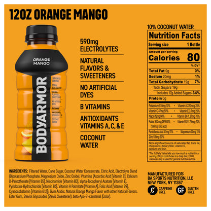 BODYARMOR Sports Drink, Strawberry Banana, Electrolyte Drink Hydration, 12 Fl Oz Bottles (8 Pack), Flavored Coconut Water with B Vitamins & Antioxidants