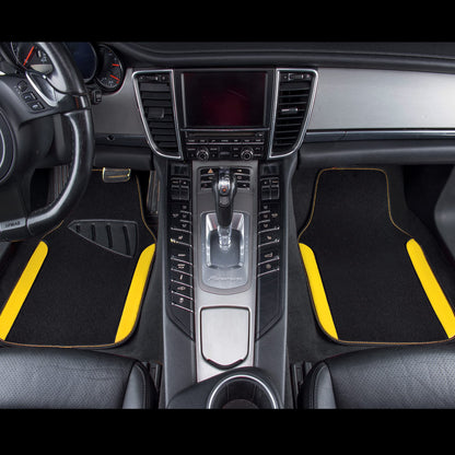 CAR PASS Waterproof Universal Fit Car Floor Mats, Faux Leather Car Carpet Mats, Black Car Mats with Anti-Slip Nibbs Backing & Driver Heel Pad Fit for SUV,Vans,sedans, Trucks,Set of 4pcs(All Black)