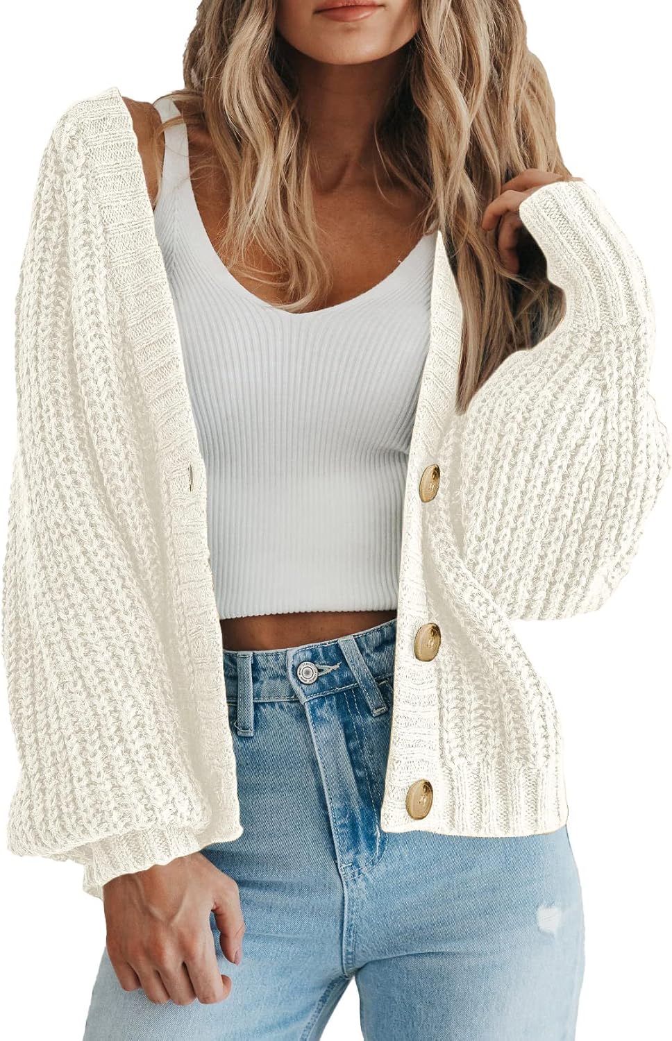 PRETTYGARDEN Women's Chunky Knit Open Front Cardigan Sweaters Fall Outfits