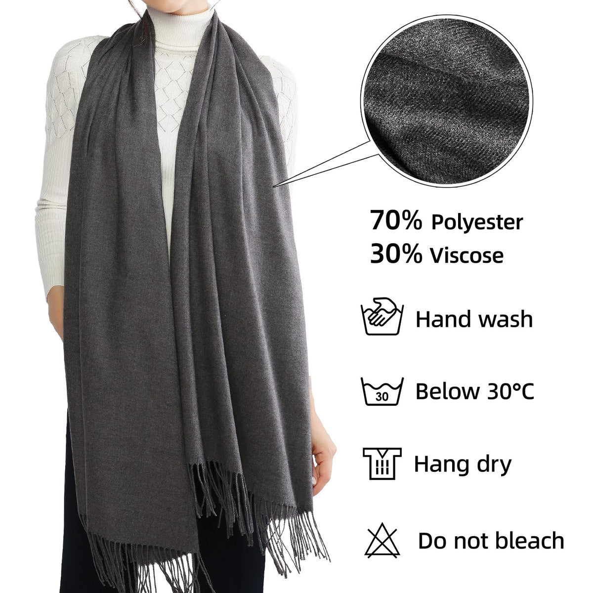 RIIQIICHY Women's Fringe Shawl Wrap Pashmina Scarf for Wedding Evening