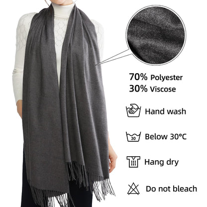 RIIQIICHY Women's Fringe Shawl Wrap Pashmina Scarf for Wedding Evening
