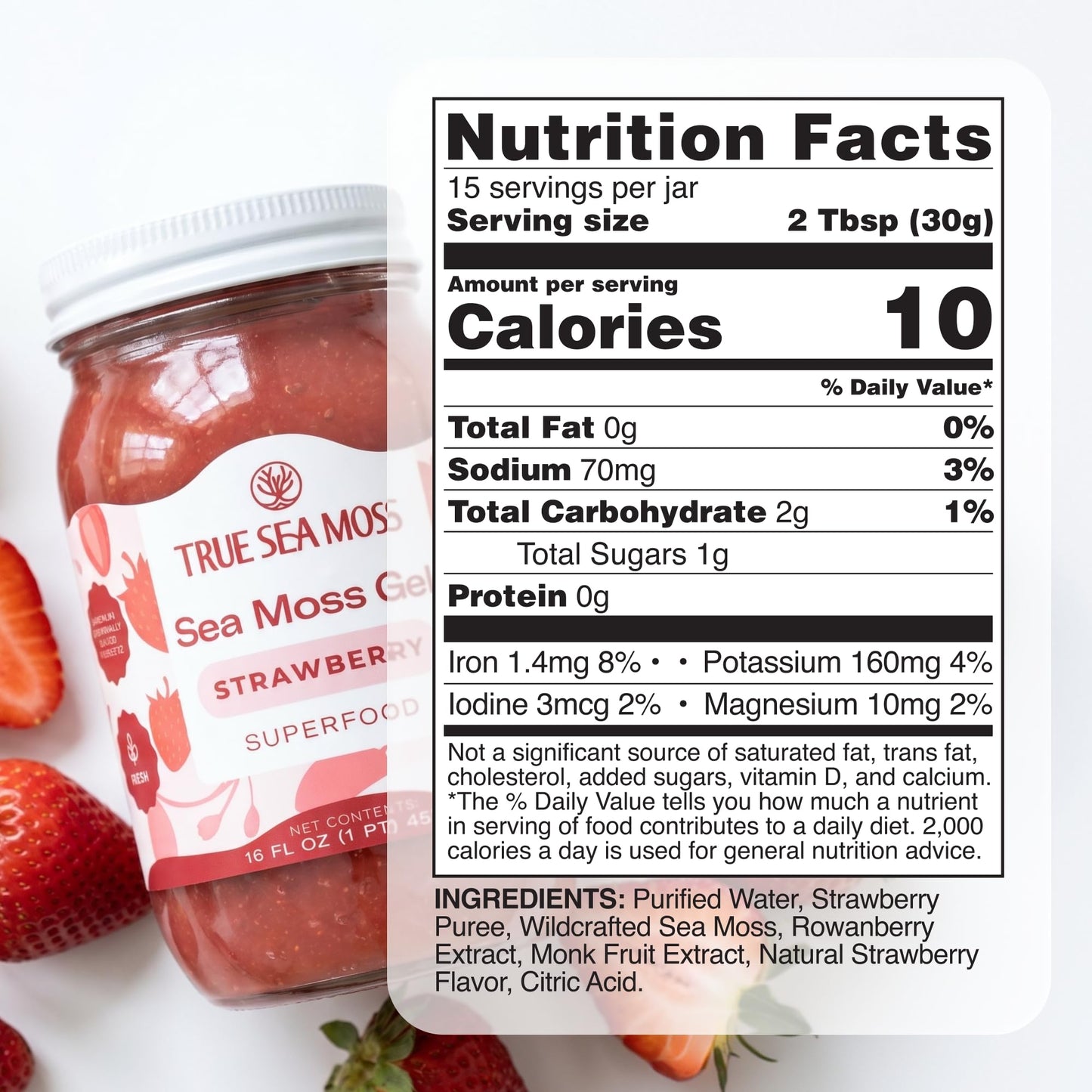 TrueSeaMoss Sea Moss Gel – Made in USA – Wildcrafted Seamoss, Fruits & Jarred Vegetables – Mango, Pack of 3 (Labels may Vary)