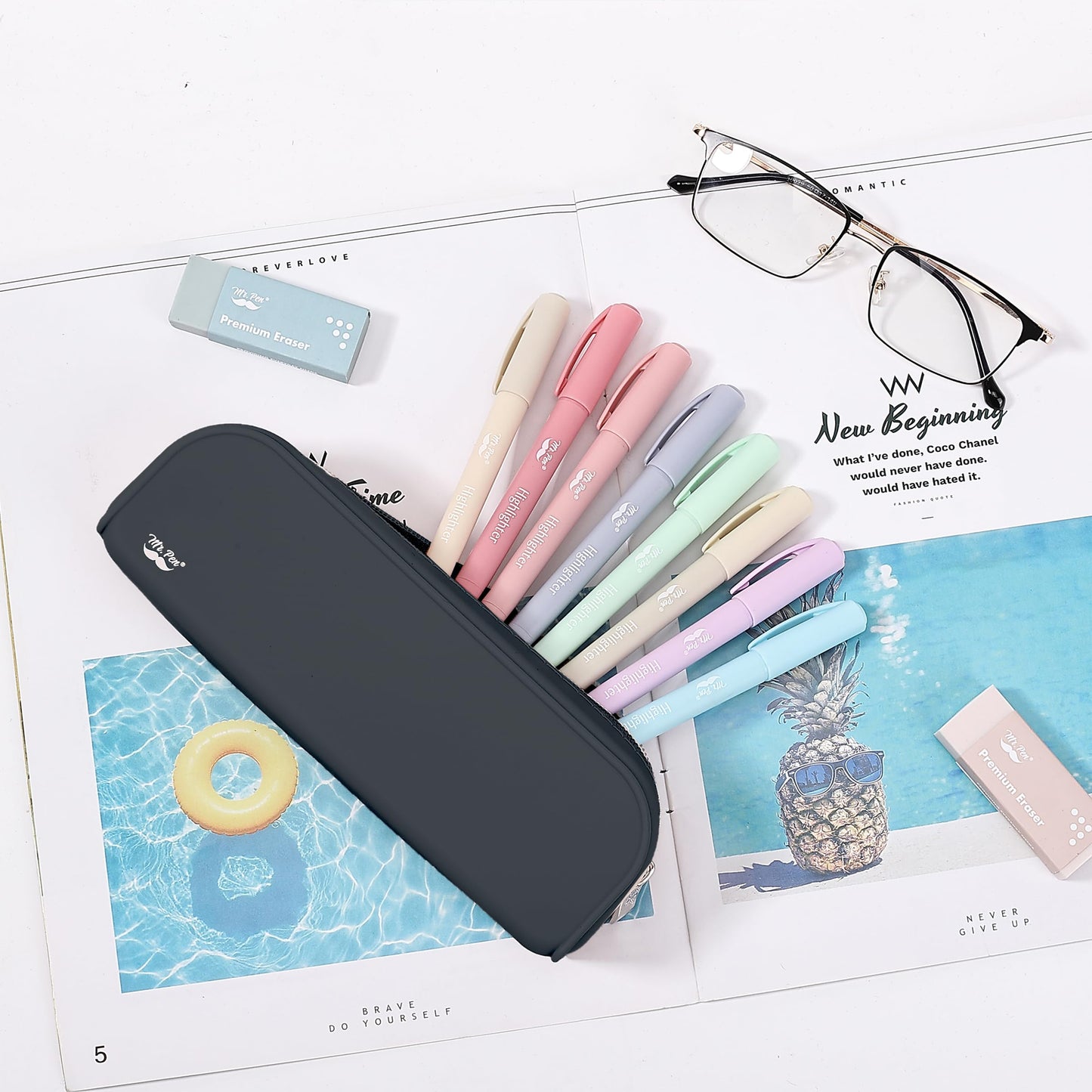 Mr. Pen- Silicone Pencil Case, Aesthetic Pencil Bag for Women, Makeup Pouch