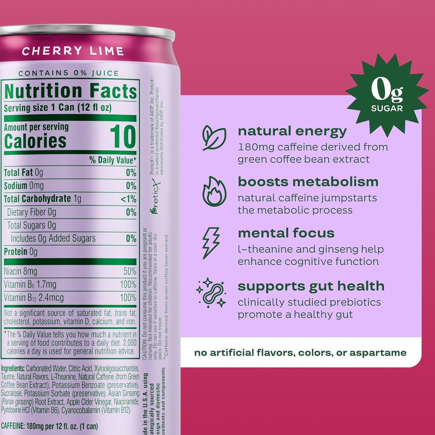 Bloom Nutrition Zero Sugar Energy Drink, Apple Crisp, 12oz 12pk