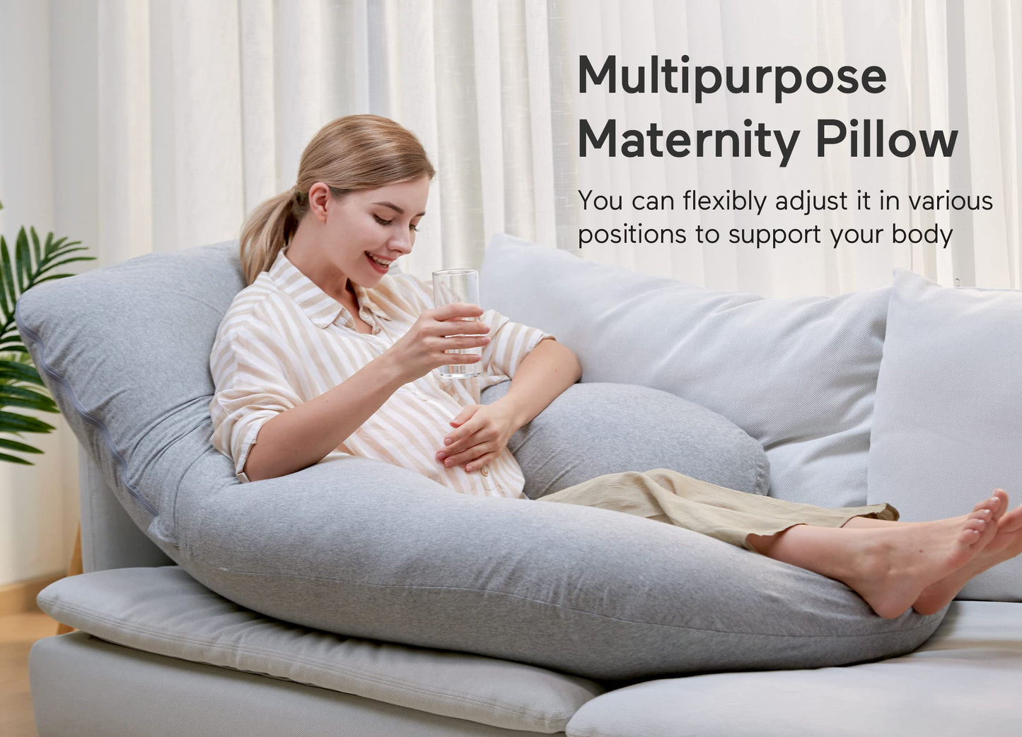 Momcozy Pregnancy Pillow for Sleeping - U Shaped Full Body Maternity Pillow