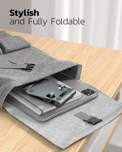 Nulaxy Full Aluminum Dual Folding Cell Phone Stand for Desk, Black