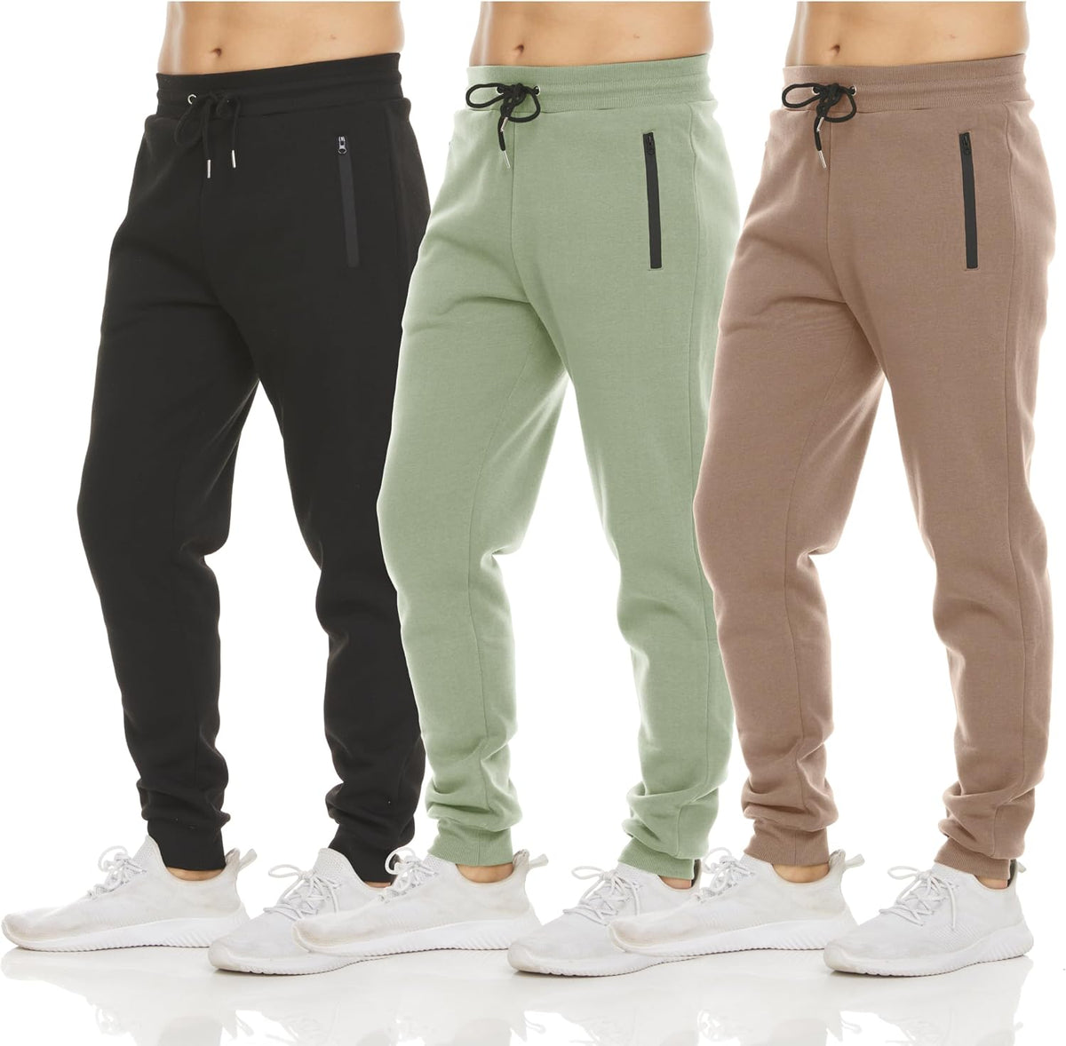 PURE CHAMP Sweatpants for Men 3 Pack Fleece Athletic Workout Joggers Mens Sweatpants with Zipper Pockets Size S-3XL