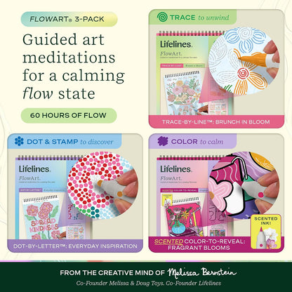 Lifelines FlowArt Mini Activity Pads, 3-Pack, Dot-by-Letter Coloring Books